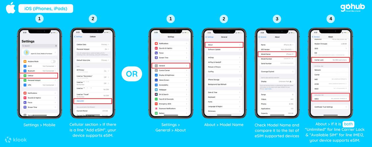 So überprüfen Sie die ESIM-Kompatibilität von iOS-Geräten